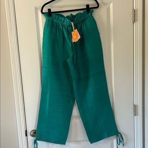NWT Coniglio Silk Teal Drawstring Pants